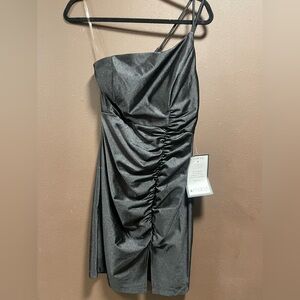 New NWT Emerald Sundae size Medium Black One Shoulder Ruched Dress cocktail